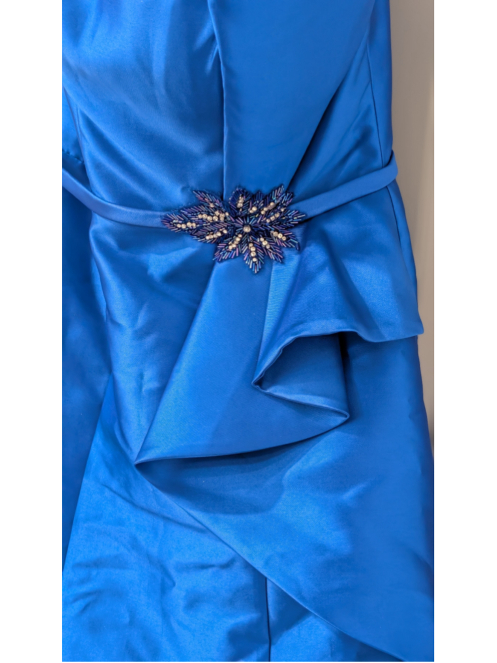 NWT Rene Ruiz Collection Blue Satin Embellished Formal Gown Size 8 $349 - Picture 6 of 16